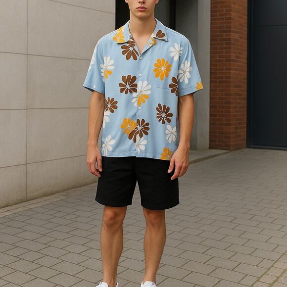 No Boundaries Other - Men’s No Boundaries Blue Floral Shirt Size 2XL